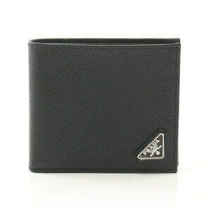 Prada SAFFIANO Triangle Bifold Wallet Leather Black